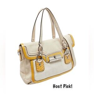 COACH ~ Kristin Spectator Satchel/Crossbody Cream and Yellow w/Silver Hardware